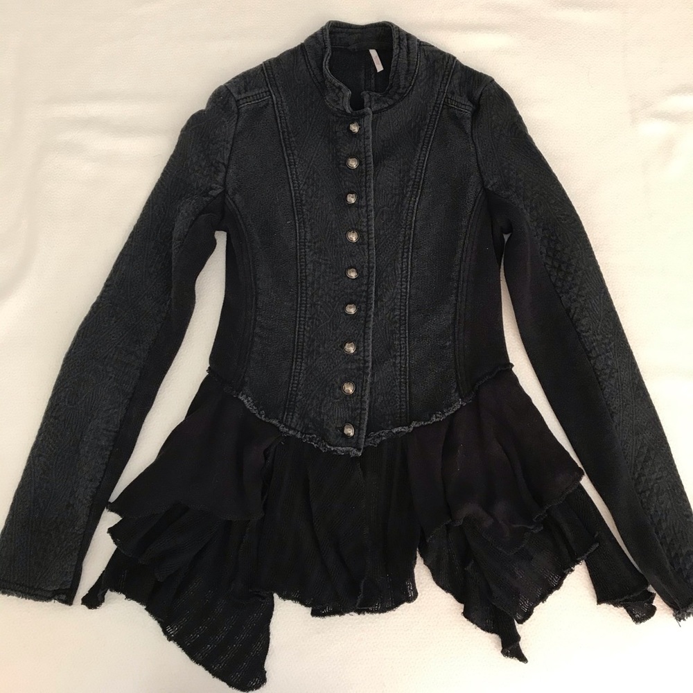 Free people military ruffles blazer jacket